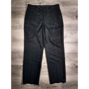 George Dress Pants Mens Size 34 X 32 Flat Front Polyester Solid Black